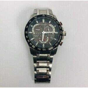 Citizen Eco-Drive E660-S121159 Day Date Chronograph Black Slv Quartz Mens Watch